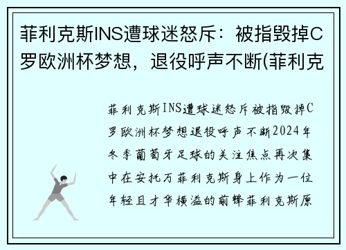 菲利克斯INS遭球迷怒斥：被指毁掉C罗欧洲杯梦想，退役呼声不断(菲利克斯比赛视频)